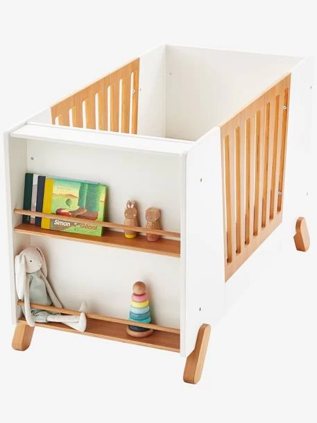 Lit Bébé Avec Barrière Amovible + Rangement Bibliothèque LIGNE PIROUETTE Blanc - Vertbaudet – Image 4