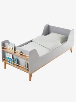 Lit Enfant Avec Rangements Livres Ligne FJORD Gris/bois - Vertbaudet