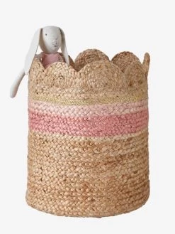 Panier En Jute Festonné Fiore Osier/rose - Vertbaudet