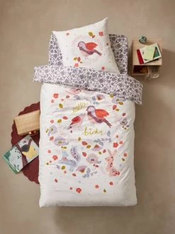 Parure Housse De Couette + Taie D'oreiller Enfant NORTH FOLK Oeko-Tex® Blanc Imprimé - Vertbaudet