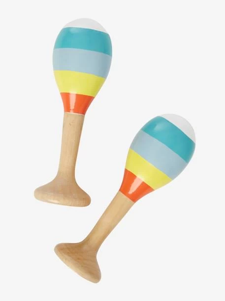 Set 3 Instruments : Maracas, Tambourin, Grelots En Bois FSC® Multicolore - Vertbaudet – Image 2