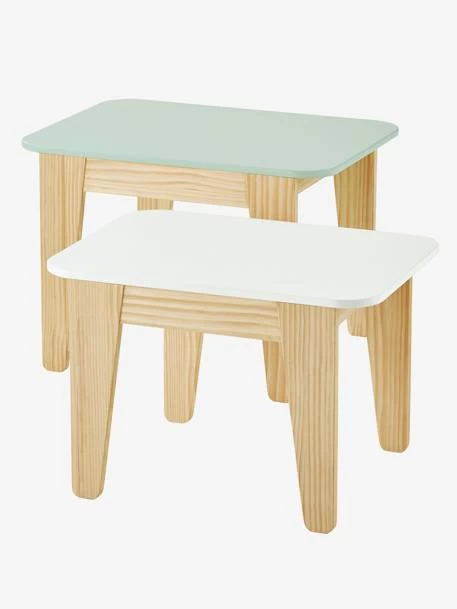 Tables Gigognes Gris Vert/bois + Blanc/bois - Vertbaudet – Image 3