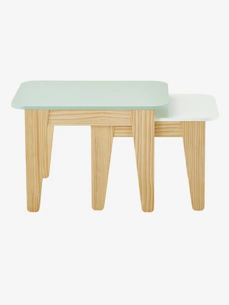 Tables Gigognes Gris Vert/bois + Blanc/bois - Vertbaudet – Image 4