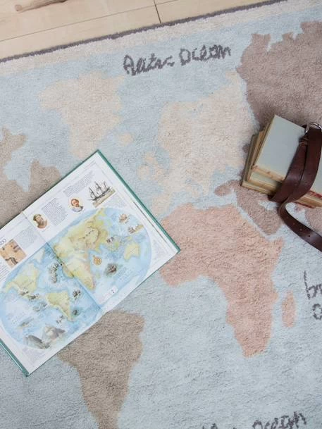 Tapis Coton Lavable Mappemonde LORENA CANALS Bleu Ciel - Lorena Canals – Image 3